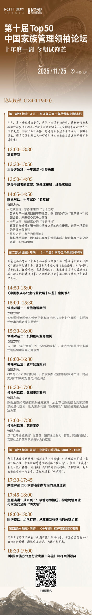 活动报名|第十届Top50中国家族管理领袖论坛重磅议程揭晓